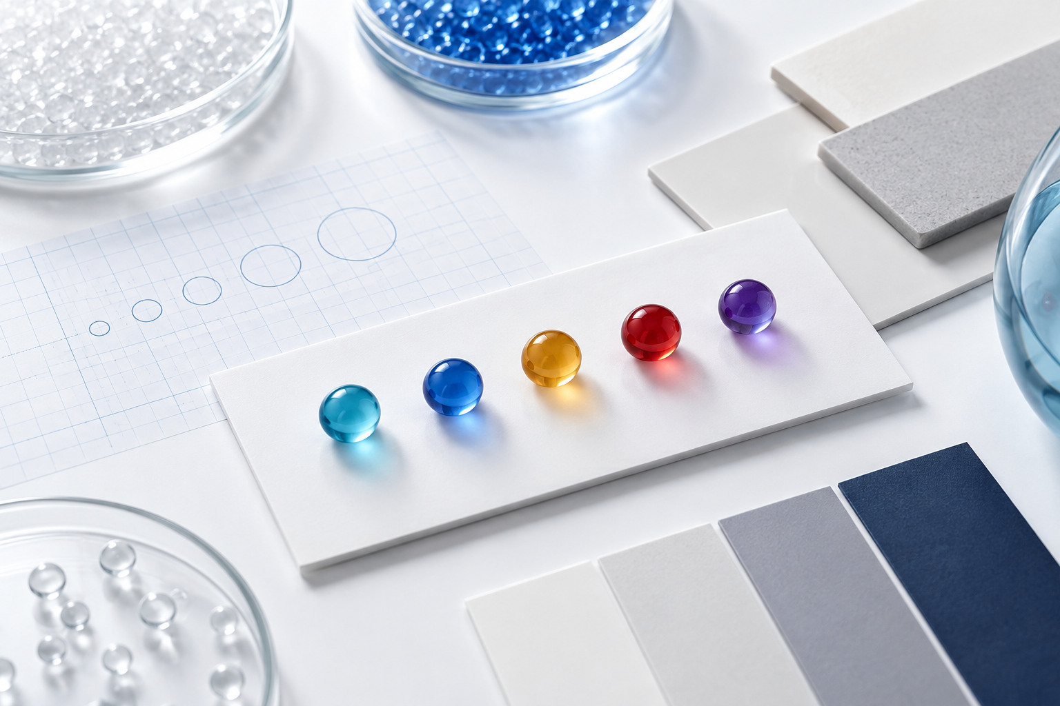 Capsule development concept with color samples and technical references